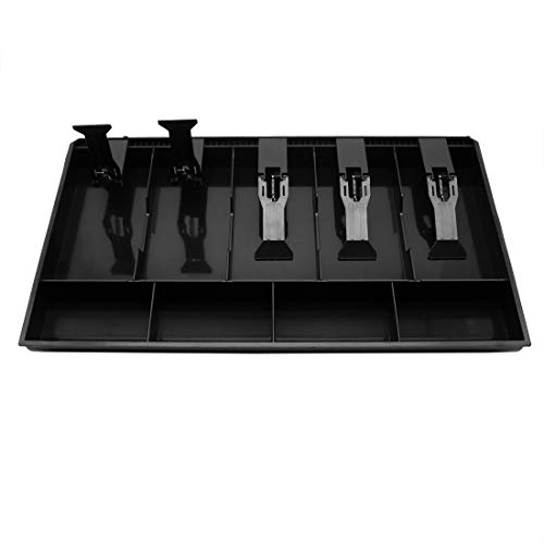 Cash Money Tray Replacement 5 Bill/ 4 Coin Drawer Register Insert Tray Storage Case with Plastic Clip(5 Bill/4 Coin-Black)