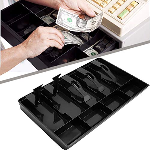 Cash Money Tray Replacement 5 Bill/ 4 Coin Drawer Register Insert Tray Storage Case with Plastic Clip(5 Bill/4 Coin-Black)