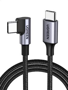 ugreen 60w usb c to usb c cable right angle usb c fast charging cable compatible with macbook pro/air, ipad pro/mini/air, samsung galaxy s23/s22/z fold/z flip, google pixel, switch, etc. 3.3ft