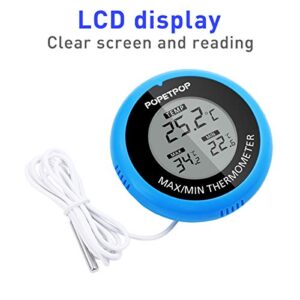 POPETPOP LCD Digital Aquarium Thermometer High Precision Digital Fish Tank Thermometer for Aquarium/Pond/Reptile Turtles Habitats (Blue)