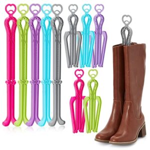 juvale 10 pack adjustable boot shapers for tall boots, below-the-knee boots support stand, folding boot inserts for women and men, storage solutions, 5 colors (13 x 4 inches)