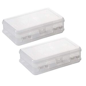 2pcs clear double layer plastic jewelry box organizer storage container for earrings, necklaces, rings, bead, fishing tackle, jewelry, pins, hair clips, screws, small items craft box case (10 grid)