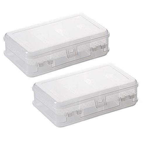 2Pcs Clear Double Layer Plastic Jewelry Box Organizer Storage Container for Earrings, Necklaces, Rings, Bead, Fishing Tackle, Jewelry, Pins, Hair Clips, Screws, Small Items Craft Box Case (10 Grid)