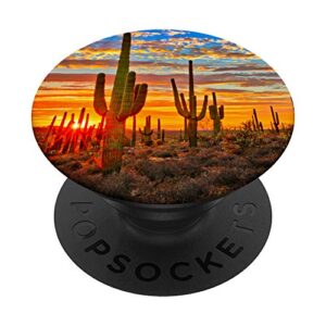 arizona nevada desert real cactus plant sunset western lands popsockets popgrip: swappable grip for phones & tablets