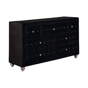 coaster furniture deanna 7-drawer rectangular black dresser 20" d x 37.75" h 206103