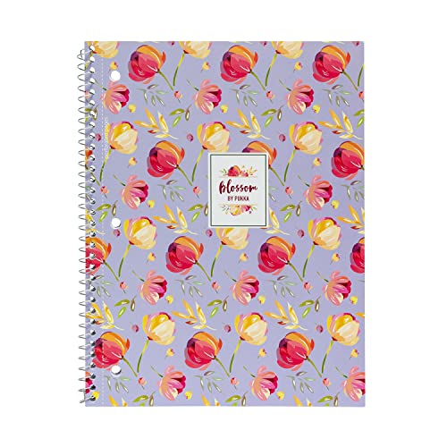 Pukka Pad, Blossom Single Subject Spiral Bound Notebooks with 100 Pages of 3 Hole-Punched 80GSM Lined Paper with Perforated Edges – 10.5 x 8in – 6-Pack