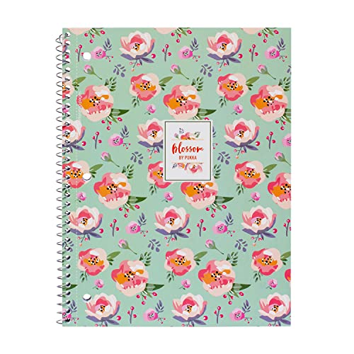 Pukka Pad, Blossom Single Subject Spiral Bound Notebooks with 100 Pages of 3 Hole-Punched 80GSM Lined Paper with Perforated Edges – 10.5 x 8in – 6-Pack