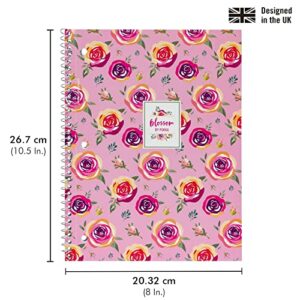 Pukka Pad, Blossom Single Subject Spiral Bound Notebooks with 100 Pages of 3 Hole-Punched 80GSM Lined Paper with Perforated Edges – 10.5 x 8in – 6-Pack