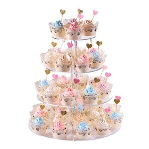 cupcake stand, 4-tier round acrylic cupcake display stand dessert tower pastry stand for wedding birthday theme party- 15.7 inches (transparent)