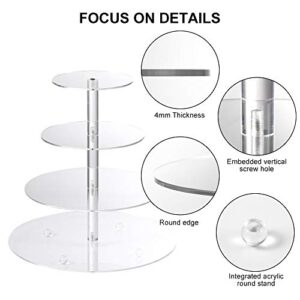 Cupcake Stand, 4-Tier Round Acrylic Cupcake Display Stand Dessert Tower Pastry Stand for Wedding Birthday Theme Party- 15.7 Inches (Transparent)