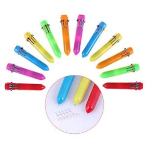 30 Packs Neon 10-in-1 Mini Shuttle Pens Plastic Retractable Ballpoint Pens for Kids Students Gift Office School Supplies,6 Colors