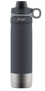 pogo 20oz vacuum insulated stainless steel water bottle with chug lid (grey)