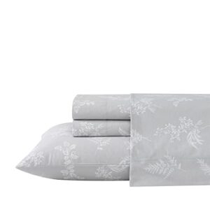 stone cottage - twin sheets, cotton percale bedding set, crisp & cool home decor (foliage, twin)