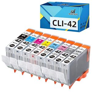compatible cli-42 ink cartridges replacement for canon cli-42 cli42 pixma pro-100 ink work for pixma pro100 printer, (8 combo pack, c42bk c42c c42m c42y c42pc c42pm c42gy c42lgy)