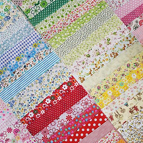 Phantomon 50pcs 8inch x 8inch Cotton Fabric Craft Precut Square Patchwork Sheets for Quilting, Sewing, Scrapbooking (8Inch x 8Inch)