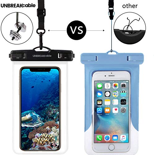 UNBREAKcable Waterproof Underwater Mobile Phone Case - [Pack of 2] 7.0 Inch IPX8 Waterproof Mobile Phone Case for Swimming, Bathing for iPhone 14 13 12 11 Pro Max Mini, XS X XR SE 8 7 6 Samsung & More