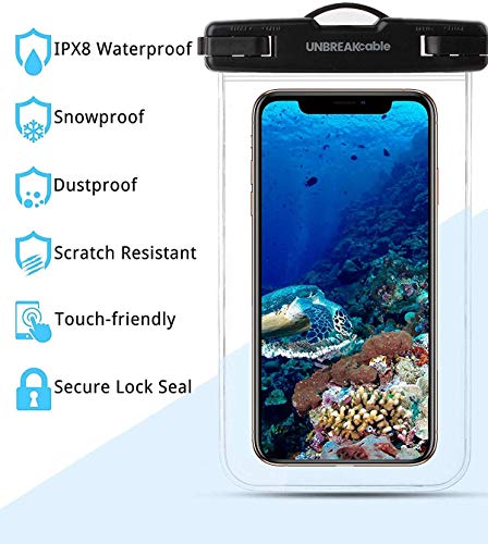 UNBREAKcable Waterproof Underwater Mobile Phone Case - [Pack of 2] 7.0 Inch IPX8 Waterproof Mobile Phone Case for Swimming, Bathing for iPhone 14 13 12 11 Pro Max Mini, XS X XR SE 8 7 6 Samsung & More