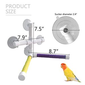 Hamiledyi Parakeet Bath Perch,Shower Perch,Parakeets Bird Bath Standing Platform,Suction Cup Window Basking,Bird Play Stand for Parrots Sunlight Toy Suitable for Parakeet,Cockatiel,Budgies,Cockatoo