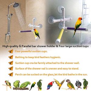 Hamiledyi Parakeet Bath Perch,Shower Perch,Parakeets Bird Bath Standing Platform,Suction Cup Window Basking,Bird Play Stand for Parrots Sunlight Toy Suitable for Parakeet,Cockatiel,Budgies,Cockatoo