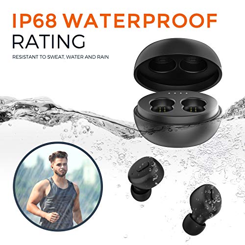 True Wireless Earbuds, BEBEN 5H Continuous 25H Cyclic Playtime IP68 Waterproof 5.0 Wireless Bluetooth Earbuds with Wireless Charging Case, Binaural Stereo Earbuds with Mic and Volume Control