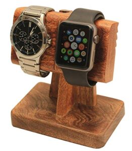 abhandicrafts 2 in 1 watch stand for men watch display stand compliment all watches/moms, dads, grandparents watch organizer - watch holder
