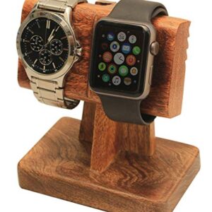 abhandicrafts 2 in 1 Watch Stand for Men Watch Display Stand Compliment All Watches/Moms, DADS, Grandparents Watch Organizer - Watch Holder