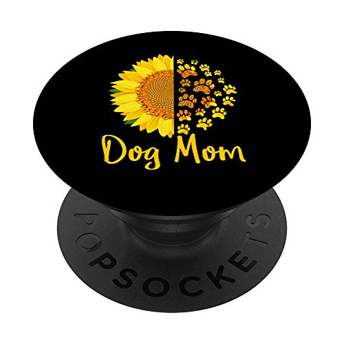 Dog Mom Sunflower Paw Print Dog Owner PopSockets Swappable PopGrip