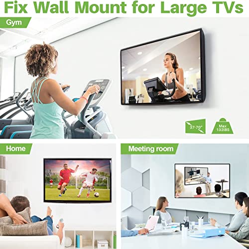 USX MOUNT Fixed TV Wall Mount, Low Profile TV Mount for Most 37-70 Inch Flat Screen TVs, Max VESA 600x400mm Wall Mount TV Bracket Holds up to 132 lbs, Fits 16"/18"/24" Wood Studs, Quick Release Lock