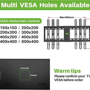 USX MOUNT Fixed TV Wall Mount, Low Profile TV Mount for Most 37-70 Inch Flat Screen TVs, Max VESA 600x400mm Wall Mount TV Bracket Holds up to 132 lbs, Fits 16"/18"/24" Wood Studs, Quick Release Lock