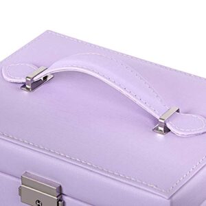 BEWISHOME Girls Jewelry Box Jewelry Organizer with Lock Mirror Jewelry Display Storage Case Holder Portable Travel Case for Women Girls Kids Purple SSH77P