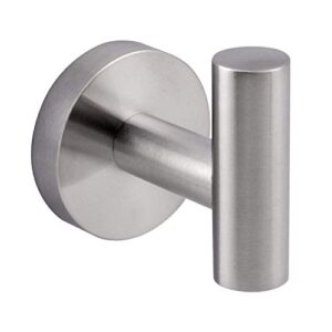 Woooow Modern 304 Stainless Steel Single Prong Round, Wall Robe Hook Brushed Nickel, 4-Pack