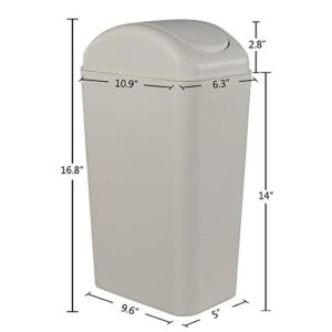 Obstnny Slim Plastic Trash Can for Narrow Spaces at Home or Office, 14L Capacity