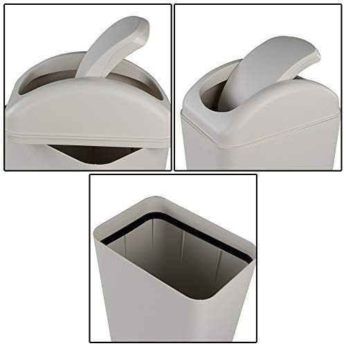 Obstnny Slim Plastic Trash Can for Narrow Spaces at Home or Office, 14L Capacity