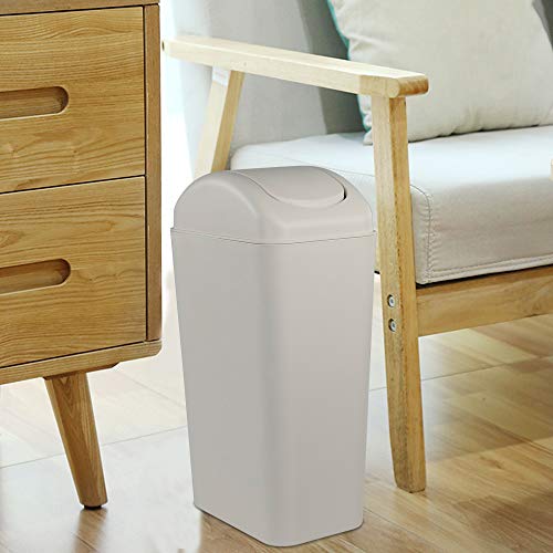 Obstnny Slim Plastic Trash Can for Narrow Spaces at Home or Office, 14L Capacity