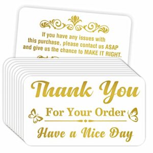 parth impex thank you for your order cards - (pack of 100) 3.5" x 2" gold foil purchase inserts supporting my small business greeting card appreciation for customer shopping handmade goods