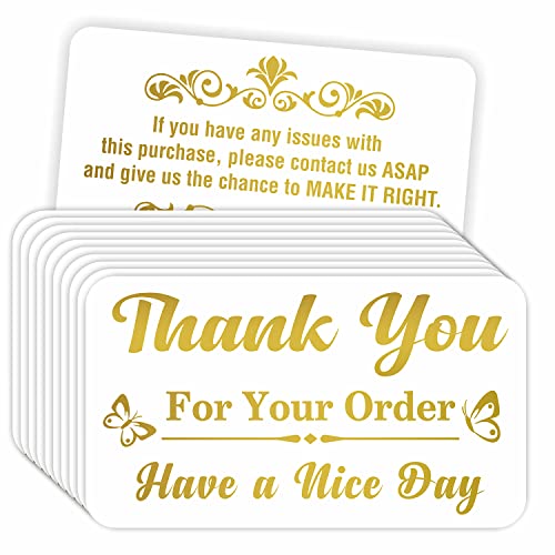 PARTH iMPEX Thank You for Your Order Cards - (Pack of 100) 3.5" x 2" Gold Foil Purchase Inserts Supporting My Small Business Greeting Card Appreciation for Customer Shopping Handmade Goods