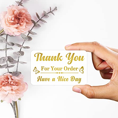 PARTH iMPEX Thank You for Your Order Cards - (Pack of 100) 3.5" x 2" Gold Foil Purchase Inserts Supporting My Small Business Greeting Card Appreciation for Customer Shopping Handmade Goods