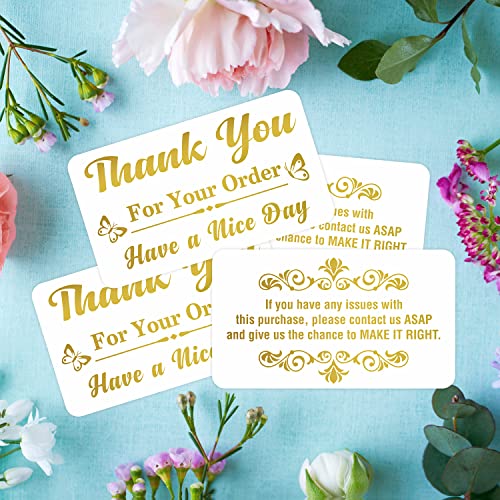 PARTH iMPEX Thank You for Your Order Cards - (Pack of 100) 3.5" x 2" Gold Foil Purchase Inserts Supporting My Small Business Greeting Card Appreciation for Customer Shopping Handmade Goods