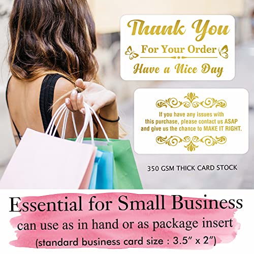 PARTH iMPEX Thank You for Your Order Cards - (Pack of 100) 3.5" x 2" Gold Foil Purchase Inserts Supporting My Small Business Greeting Card Appreciation for Customer Shopping Handmade Goods