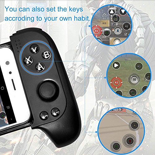 Tidoom Telescopic Mobile Game Controller Gamepad Wireless Bluetooth Controller Compatible for Android iOS Phone Flexible Joystick Black