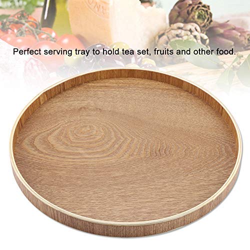 Wooden Serving Tray Round Plate for Tea Set Fruits Candies Food Home Decoration(30cm)