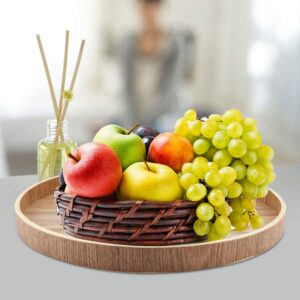 Wooden Serving Tray Round Plate for Tea Set Fruits Candies Food Home Decoration(30cm)