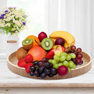 Wooden Serving Tray Round Plate for Tea Set Fruits Candies Food Home Decoration(30cm)