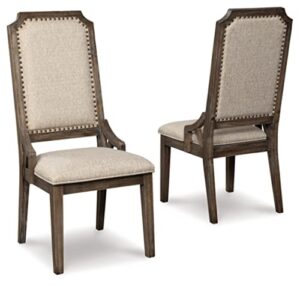 signature design by ashley wyndahl rustic modern upholstered dining chair, 2 count, distressed brown