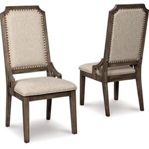 Signature Design by Ashley Wyndahl Rustic Modern Upholstered Dining Chair, 2 Count, Distressed Brown