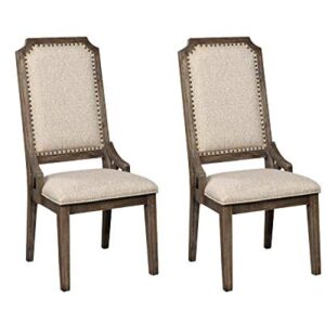 Signature Design by Ashley Wyndahl Rustic Modern Upholstered Dining Chair, 2 Count, Distressed Brown