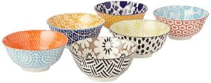 certified international porcelain chelsea 6.25"bowls, set of 6,multicolored