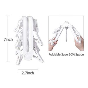 Annaklin Foldable Clip Hangers with 26 Drying Clips, Underwear Hanger with Clips, Plastic Laundry Clip and Drip Drying Hanger for Socks, Bras, Lingerie, Clothes, Sturdy, White