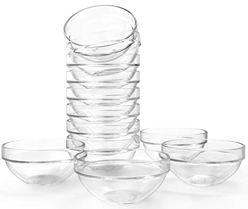 Lawei Set of 12 Glass Bowls - 3.5 inch Mini Prep Bowls Serving Bowls Glass Salad Bowl for Kitchen Prep, Dessert, Dips, Candy Dishes