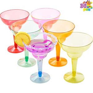 JOYIN 36 Packs Plastic Margarita Glasses Cups 12 oz Disposable Cinco De Mayo Fiesta Party Decoration for Fun Taco Party Supplies, Neon Cocktail Cups, Mexican Theme for Carnivals